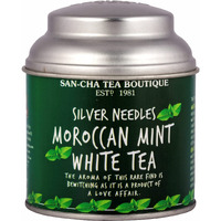 SAN-CHA Tea Boutique, Moroccan Mint White Tea, Silver Needles White Tea, 75 Cups+, Mint Tea For Pcos & Pcod, 50 Grams, Pack Of 1, Loose Leaves