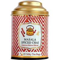 SAN-CHA Tea Boutique, Masala Chai Tea Bags, 25 Pyramid Tea Bags, Real Ginger/Cinnamon/Cardamom, Chai Patti, Chai Masala, Spiced Tea, Tea Masala, Adrak Chai, 100 Gm