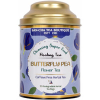 SAN-CHA Sancha Tea Boutique, Butterfly Pea Flower Tea, Cleansing Superfood, Stress Relief Tea, Lavender & Mint Tea Blend, 25 Pyramid Tea Bags, 260 Grams