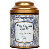 SAN-CHA Tea Boutique, French Earl Grey Green Tea, 25 Pyramid Tea Bags, Vanilla & Bergamot Tea Blend, Low Bitterness, Zero Calorie Tea, 240 Gm