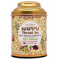 SAN-CHA Tea Boutique Happy Throat Tea|Caffeine Free Tea (Pack Of 25)|100% Biodegradable Tea Bags|Pyramid Tea Bags|Herbal Tea|Tea For Bad Throat|Blended With Liquorice - 0.21 Kg