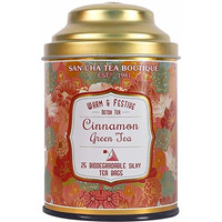 SAN-CHA Tea Boutique, Cinnamon Green Tea, 25 Pyramid Tea Bags, Natural Immunity Booster, Healthy Heart Tea, Real Cinnamon Tea, 25 Gm