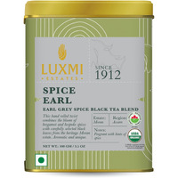 LUXMI Estates Spiced Earl Grey Tea 100Gm Tin |Loose Leaves,Earl Grey Spice Black Tea Blend|Usda Certified Organic|Cinnamon,Cardamom,Cloves, Black Pepper