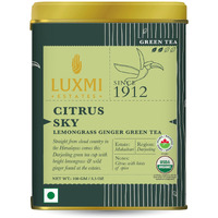 Luxmi Estates Citrus Sky Lemongrass Ginger Green Tea - 100gm Tin Loose Leaf | Certified Organic Darjeeling | Natural Lemon Balm Tea - Calming, Supports Digestion