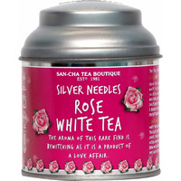 SAN-CHA Tea Boutique Rose White Tea (25X3 Cups), Pure Tea Buds Blended With Real Rose Petals, Worlds Healthiest Tea, Silver Needles White Tea, 25 Milligram