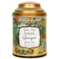 SAN-CHA Tea Boutique, Ginger Green Tea, 25 Pyramid Tea Bags, Real Adrak Chai, Immunity, Low Bitterness, Digestive Tea, 280 Gram