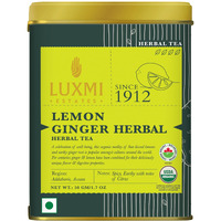 Luxmi Estates Lemon Ginger Root - 50gm Tin Loose Leaf | Certified Organic Herbal Tea | Citrus Flavor & Aroma | Lemon Peel, Ginger, Lemongrass, Licorice - Calming, Supports Digestion