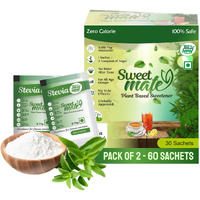 Sweetmate Stevia Sachets (30 Sachet x Pack 2) - 60 Servings | 100% Sugar Free, Natural, Diabetic Friendly | Plant-Based Natural Sweetener Powder, Zero Calories | Vegan & Keto Friendly Stevia Powder