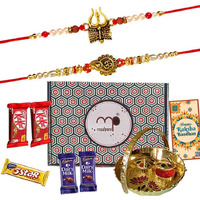 Maalpani Rakhi Rakshabandhan Chocolate Gift Hamper, Rakhi Chocolate Gift Combo Pack with Pooja box - 20510C