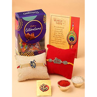 Cadbury Celebration Rakshabandhan Rakhi Chocolate Combo Pack, Best Brother Rakhi Gift, Raksha bandhan gift for brother chocolate, Biker Bhai Rakhi, Peacock Rakhi For Brother with Greeting Card