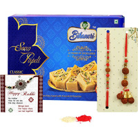 TIED RIBBONS Rakhi with Sweets for Brother and Bhabhi - Designer Rakhi with Soan Papdi Sweet Gift Pack and Roli Chawal - Rakhi for Brother and Bhabhi