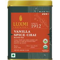 LUXMI Estates Vanilla Spice Chai 100Gm Loose Leaf Tin | Certified Organic Black Tea Leaf | Smooth, Flavorful, Robust, Caffeinated | Darjeeling & Assam Tea From India, 100 grams