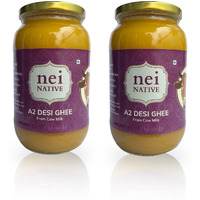 NeiNative A2 Ghee Bilona Method Ghee- A2 Cow Desi Ghee - A2 Cow Ghee Pure Cultured Desi Cow Ghee- Pure Ghee-Glass Bottle Bilona Ghee - Better Digestion and Immunity (1000 ML (Pack of 2))