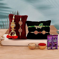 Rakhi for Brother Bhabhi Kids with Chocolate Gifts Combo Set, Cadbury Rakshabandhan Rakhi for Bhaiya Bhabhi with Greeting Card, Set of 4 Rakhi