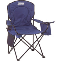 Coleman Polyester Sturdy Foldable Oversized Quad Camping Chair with Attached Can Cooler and Cup Holder (Blue)