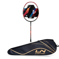 Li-ning Air-Force 77 G3 Carbon Fibre Strung Badminton Racket with Full Cover (77g, Black/Red/Orange)