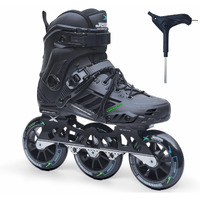 Jaspo Vitesse-110 Inline Shoe Skates 3 Wheels Inline 110mm Roller Skates Blades for Adult Women Men (Extra Large, Black)