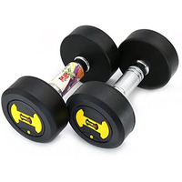 RUBX Rubber Coated Professional Round Dumbbells (Sold in Pair) (5 Kg x 2pc (Total = 10 kg)) YELLOW