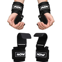 HOW (HOUSE OF WISHES) with Device Weight Lifting Hook Wrist Straps for Both Hands - Gym Support Straps Heavy Iron coated metal Black color (1 Pair)