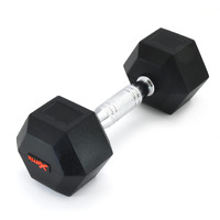 RUBX Fitness Rubber Encased Solid Hex Dumbbell Single Piece (One Dumbbell Only) (2.5 Kg Single Piece), Black