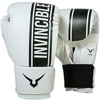 Invincible Tejas Fitness Training Synthetic Leather Boxing Gloves for Men & Women (White-Black, 8 OZ)