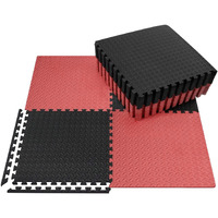 SIGNATRON Exercise Puzzle Gym Mat Interlocking Foam Mats EVA Foam Floor Tiles with Protective Flooring for Gym Equipment Workouts (Red Black, 20 Tiles - 80 Square Feet)
