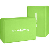 Strauss High Density EVA Foam Yoga Block | Non-Slip Workout Brick For Improving Poses, Balances Flexibility & Support Strength Training Exercises | Yoga Brick To Support and Deepen Yoga Poses,(Green), Pair