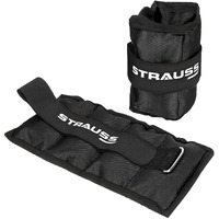 Strauss Adjustable Ankle Wrist Weights 1 KG X 2 | Ideal for Walking, Running, Jogging, Cycling, Gym, Workout & Strength Training | Easy to Use on Ankle, Wrist, Leg, (Black)