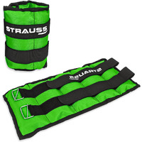 Strauss Adjustable Ankle Wrist Weights 2 KG X 2 | Ideal for Walking, Running, Jogging, Cycling, Gym, Workout & Strength Training | Easy to Use on Ankle, Wrist, Leg, (Green)
