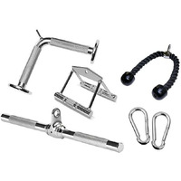 M ART Triceps Rope Handle | Triceps Straight LAT Bar | Triceps V Shaped Handle Bar | Rowing Handle | Safety Hooks | Combo Pack.