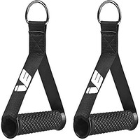 iVee international Gym Handles- with Solid ABS Cores and Welded D-Rings, Strong Nylon Webbing,Resistance Band Handles, Cables Handles Compatible with Cable Machines [1Pair] (Black)