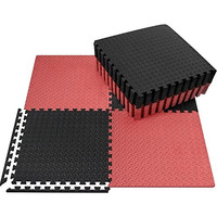 SIGNATRON Exercise Puzzle Gym Mat Interlocking Foam Mats EVA Foam Floor Tiles with Protective Flooring for Gym Equipment Workouts (Red Black, 9 Tiles - 36 Square Feet)
