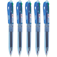 Hauser 4 In 1 Retractable Ball Pen Box | Durable Transparent Body | 4 Ink Colors In One Pen | Low Viscosity Ink System | Acu Flow Writing System | Blue, Black, Red & Green Ink, of 5 Pens
