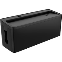 Cable Management Box With Mobile Stand - Cord Organizer Hides Extention Board, Power Strips, Surge Protector, Cords, Wire, Router - Children Safe - TV Cord Box for Desktop, Floor, Home, Office (Black)