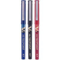 Pilot Hi-Tecpoint V7 0.7mm Fine Point Pure Liquid Ink Roller Ball Pen | Pack Of 3 (1 Blue + 1 Black + 1 Red)