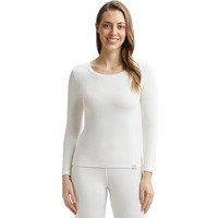 Jockey 2540 Women's Soft Touch Microfiber Elastane Stretch Fleece Fabric Full Sleeve Thermal Top with Stay Warm Technology_Light Bright White_L