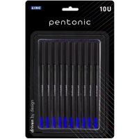 Pentonic 0.7 mm Ball Pen Blister Pack | Black Body | Blue Ink | Set of 10 Pens