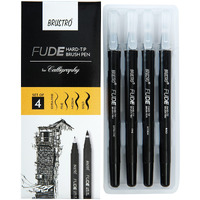 Brustro Fude Hard-tip Black Ink Calligraphy Brush Pen Set of 4. (Extra-fine/Fine/Medium/Bold)