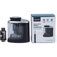Brustro Semi-Auto Pencil Sharpener | Battery Operated + Manual |Electric Sharpener, Fast Sharping, Automatic, Ideal for Kids and Adults, Professional Artists, Auto feed for Home, Office and School use