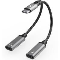 Ambrane 2 in 1 Type C to Type C Audio & Charging Connector, Perfect for Playing Music/Gaming while Charging For All Type C Devices, Android, iPhone 16/15/Plus/Pro/Max, Macbook, Laptop (AOTG-CC1,Black)
