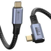 Portronics Flash C2 240W Type C to Type C Cable With 40Gbps Data Transfer Speed, Thunderbolt 4, 8K@60Hz Display Cable, USB 4 Type C 90 Shaped Connector, Gold Coated, Type C Fast Charging