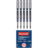 Reynolds TRIMAX RollerBall Pen SET - 5 PENS BLACK | ROLLER BALL PEN FOR WRITING | PEN FOR STUDENTS & OFFICE STATIONERY | 0.5 mm TIP SIZE