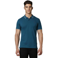 Louis Philippe Men's Solid Slim Fit T-Shirt (LRKPNSLF923179_Turquoise