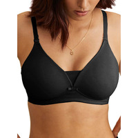 NYKD Women's Cotton Lightly Padded Seamless Wire Free Everyday T-Shirt Bra for Women Daily Use Wireless, 3/4th Coverage - Bra, NYB003, Black, 34B, 1N