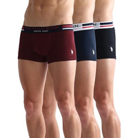 U.S. POLO ASSN. Men's Cotton Blend Classic Solid Trunks (Pack of 3) (I641-P3_W Red-Black-Navy
