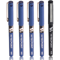 Pilot Hi-Tecpoint V5 0.5mm Extra Fine Point Pure Liquid Ink Roller Ball Pen | Pack Of 5 (4 Blue + 1 Black)