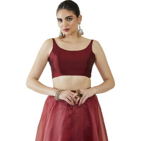 Soch Women Red Satin Solid Sleeveless Blouse(Maroon_34)