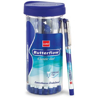 Cello Butterflow Classic Gel Pen Set | Pack of 20 Gel Pens | 20 Blue Ink Colour Pens | Spring Tip | Smooth Writing Experience | For School and Office Use | Best Pen for Exams