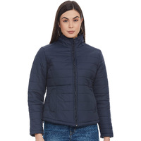 Qube By Fort Collins Nylon Women's Standard Length Parka Coat (24702 Smu_Navy Blue_Xl)