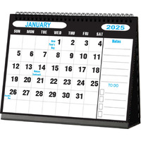AccuPrints 2025 -Size 5.8 by 8.2 inch Offices Desk Calendar Large Dates with Space for Marks/Notes-Blacl Color